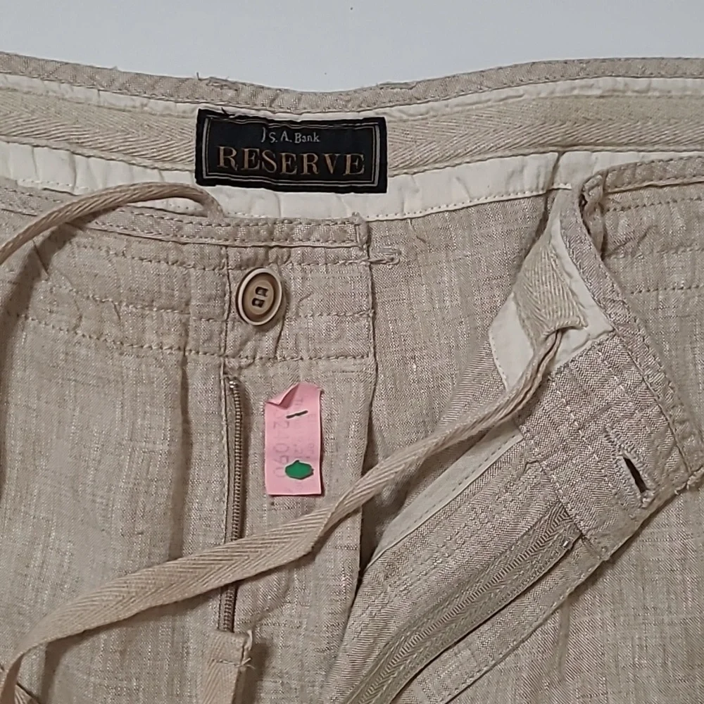 Jos A Bank Reserve Collection 100% Linen Light Khaki Pants size 42x32